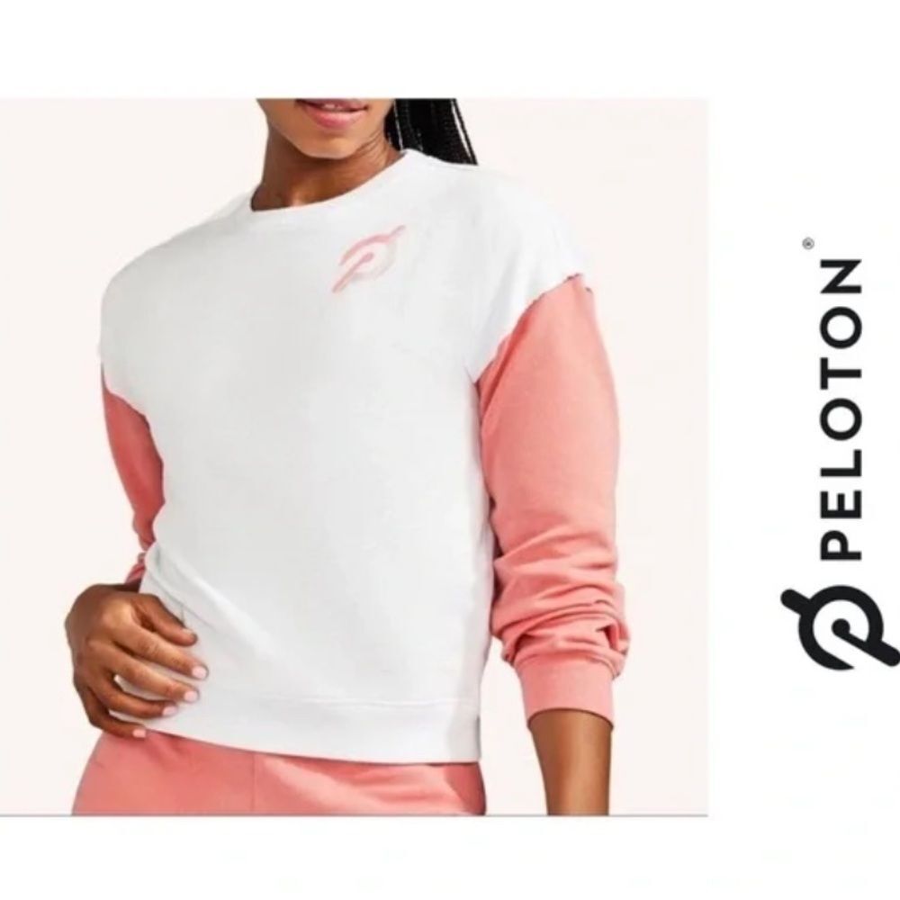 Peloton Size medium pink white long sleeve athletic top feminine